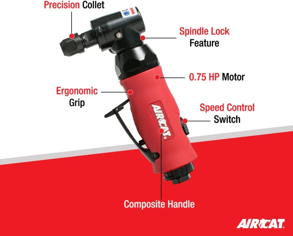 Pneumatic Tools 6280 .75 HP Angle Die Grinder with Spindle Lock 18,000 RPM