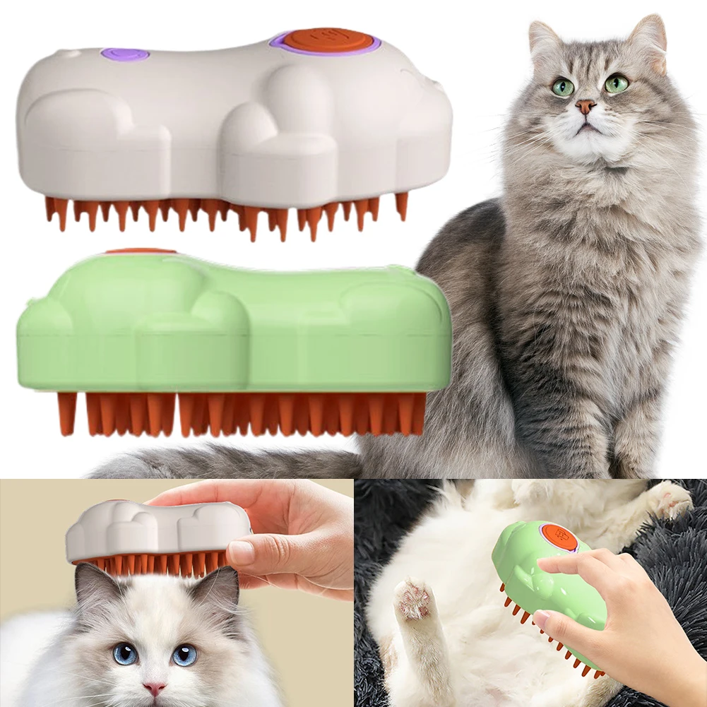 3 in 1 Cat Steam Brush Multifunction Steaming Grooming Brush Rechargeable Cat Mist Brush for Long/Short Hair Cats