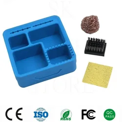 Silicone Tin Slag Box Storage Tools Soldering Iron Sponge PCB Hot Gun Nozzle Cleaning Kit Soldering Silicone Pad Hand Tool Sets