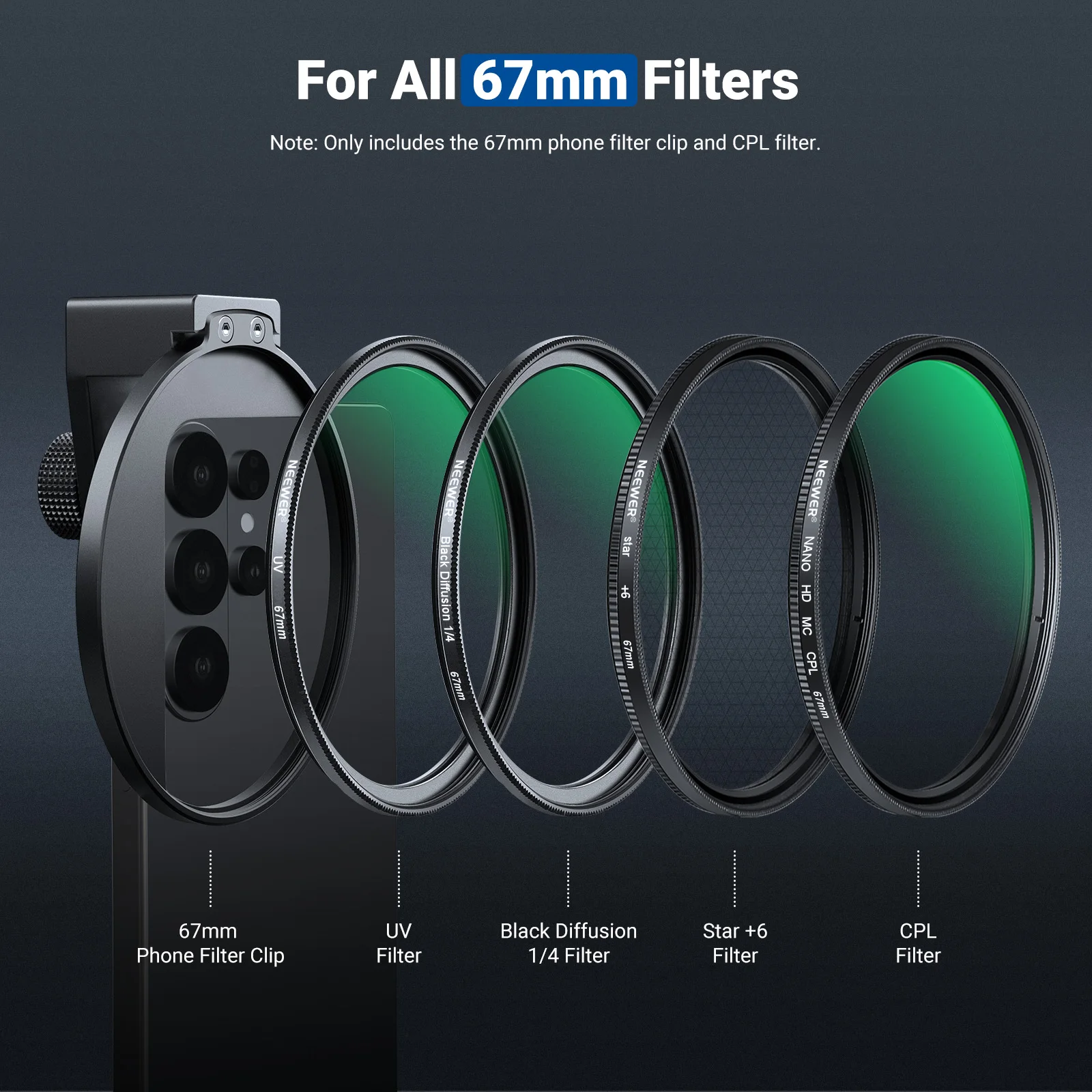 NEEWER 67mm Handy-CPL-Filter mit Cold-Shoe-Clip, HD-Zirkularpolarisationsfilter für Samsung S26 Ultra iPhone 17 Pro/Pro Max – Detail 7