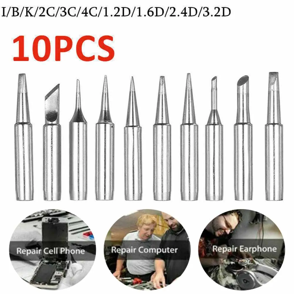 10 ชิ้น/เซ็ต การประสาน เคล็ดลับเหล็ก 900M-T 200 ° ～480 °   852D 878D 900M สําหรับ Rework Station หัวแร้งไฟฟ้าเครื่องมือเชื่อม