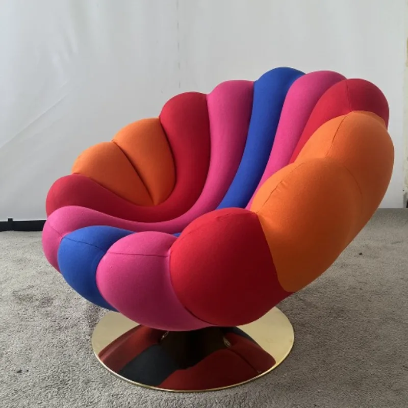 Internet celebrity creative styling cotton anemone rotating lazy single sofa, fabric living room