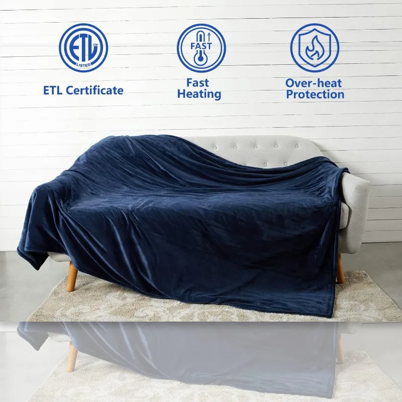 Tefici Electric Heated Blanket Twin,Super Cozy Soft 2-Layer Flannel 62