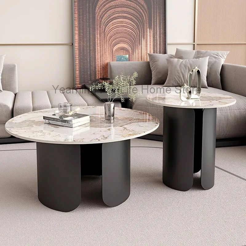 Italy Luxury Coffee Tables Ornaments Marble Top Round Center Tray Sofa Coffee Tables Aesthetics Stolik Kawowy Home Furnitures