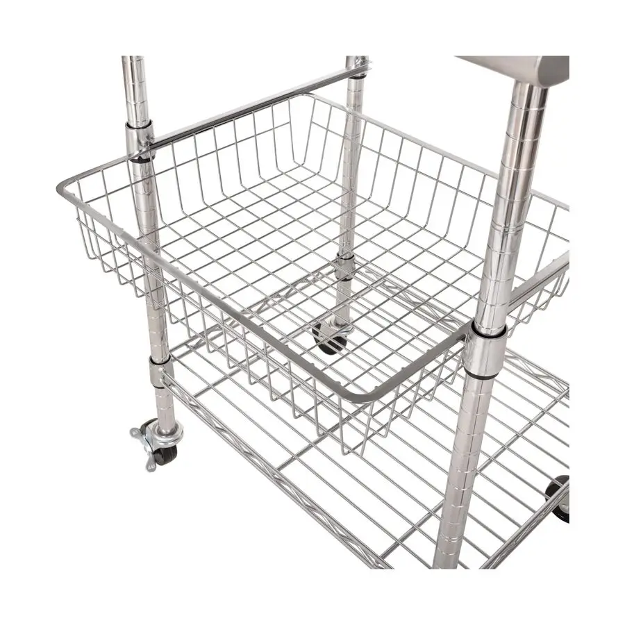 Commercial Work Table Island Utility Cart Prep Station, for Restaurant, Kitchen, Warehouse, Garage, Hotel, Home, StainlessSteel