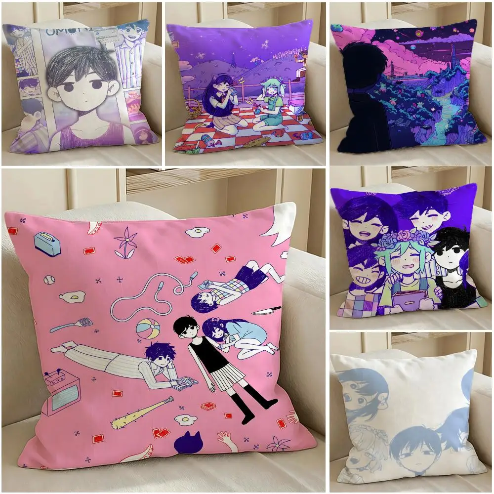 Game Omori Cushion Cover Pillow Short Plush Warm CreamStylel Cushion for Living Room Bedroom Sofa Ideal for Gifting