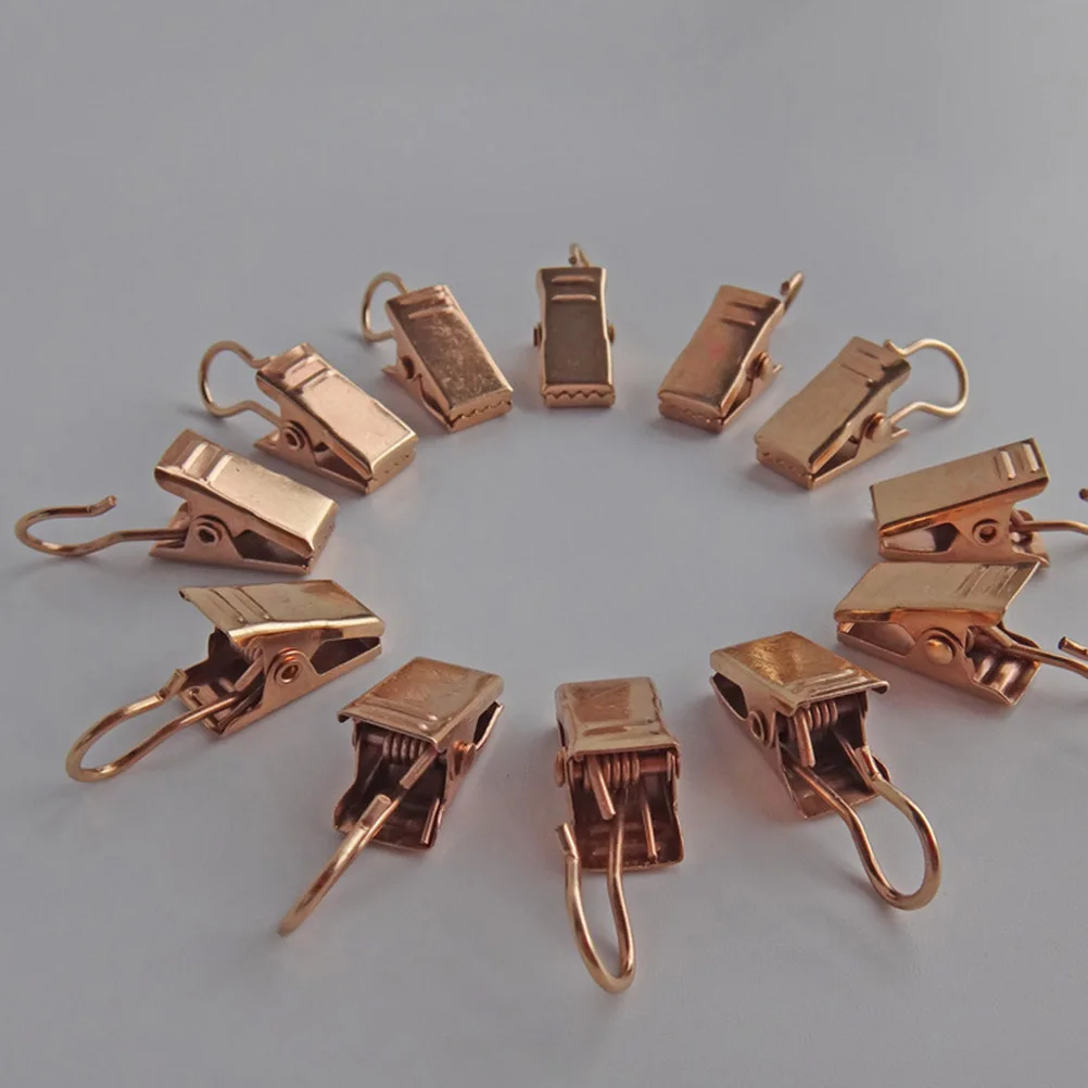 60 stks Gordijn Clips Ijzeren Gordijn Ringen Anti-Slip Voor Kleine Zakken Tabs Gouden Clip Ring Draperie Haak Gordijn lus Met Clip