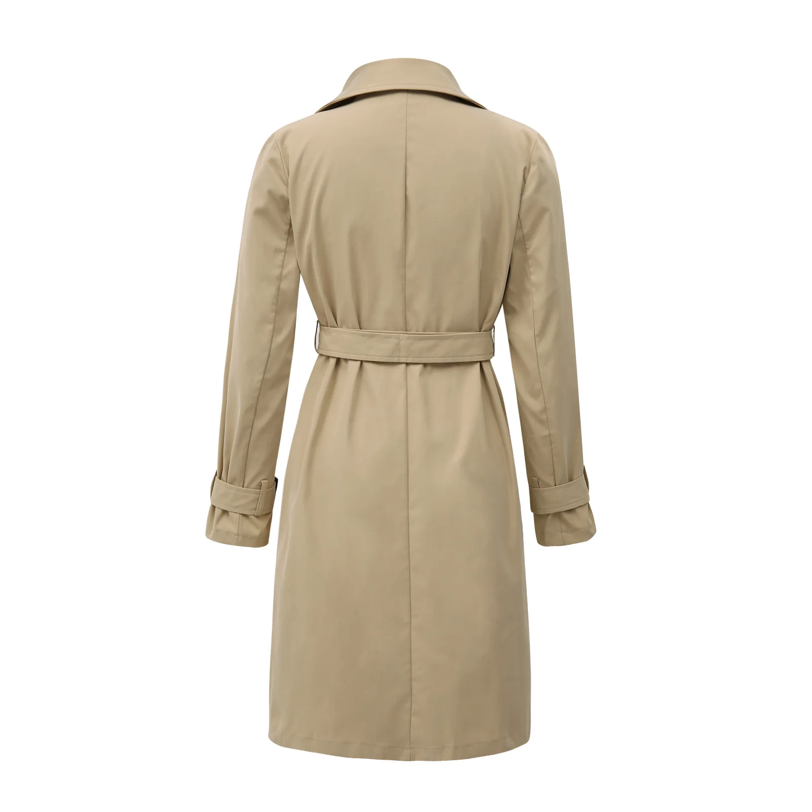 Manteau coupe-vent décontracté pour femmes, vêtements d'extérieur à double boutonnage avec ceinture et revers à manches longues pour filles, printemps et automne