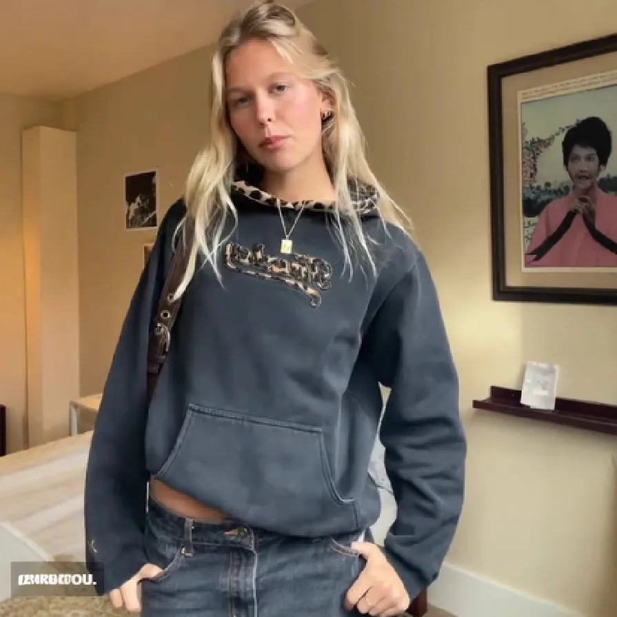 Y2K Hip-hop Leopard Print Letter Embroidery Men's Hoodie Retro Street Sports Suit Fashionable Multifunctional Casual Sweatshirt