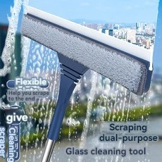 2 in 1 Window Mesh Screen Brush Window Cleaner Magic Broom Wiper Telescopic Long Handle Window Mop Squeegee Wiper Cleaning Tool