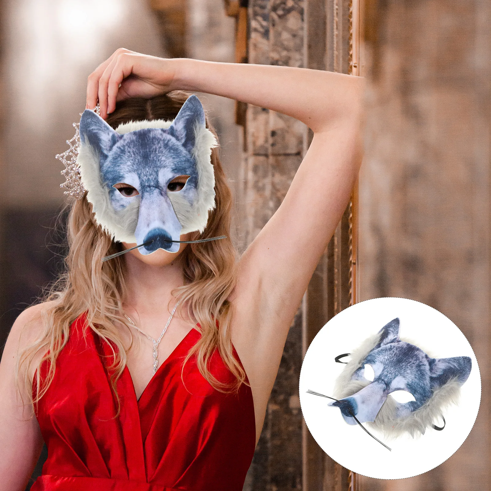

Wolf Mask Realistic Halloween Animal Masquerade Party Cosplay Masks Non-woven Fabric Windproof Male Novelty Props