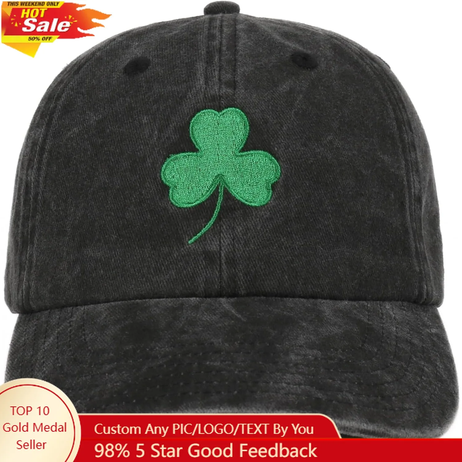 

InnoBeta Irish Gifts Cap for Women Men, Adjustable Embroidered Baseball Hat, Ireland Gifts for Irish, Saint Patrick’s Day Black