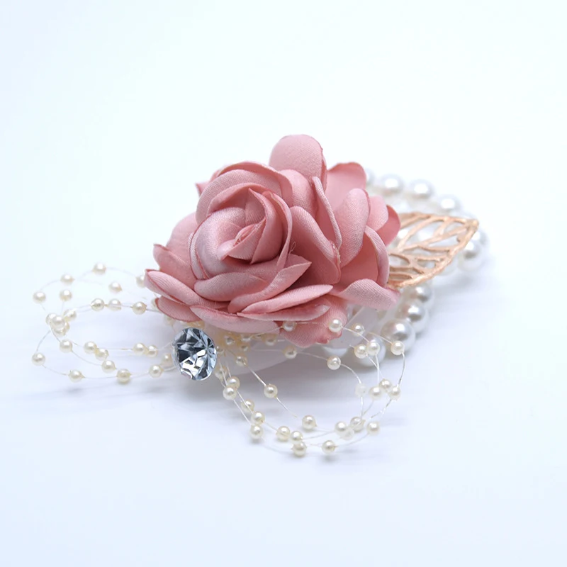 Ramillete de muñeca para mujer, pulsera de boda para dama de honor, Corsage de seda burdeos, flores de mano para Hermanas de dama de honor, Boutonniere para hombres