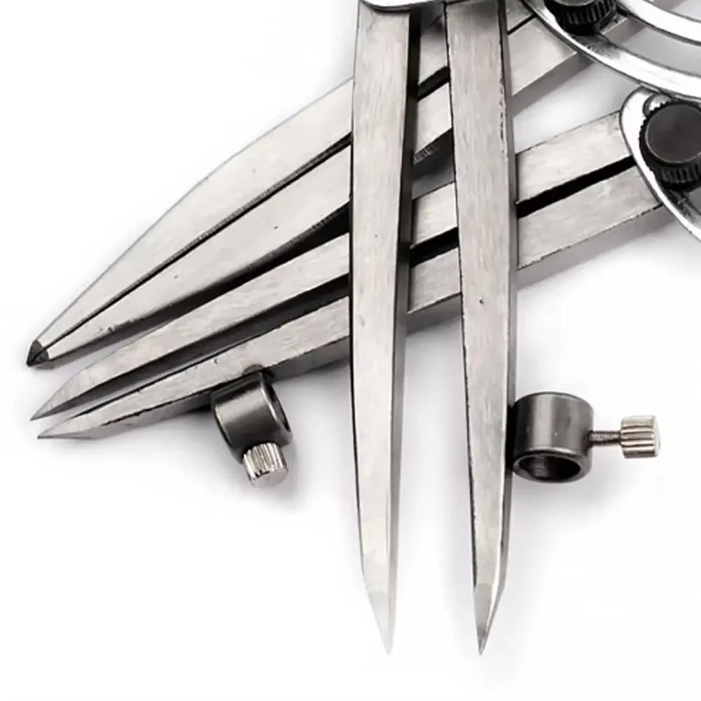 Adjustable Stainless Steel Spacing Compass with Rotating Handmade Leather Edge Creaser for Industrial All Steel Marking DIY Tool