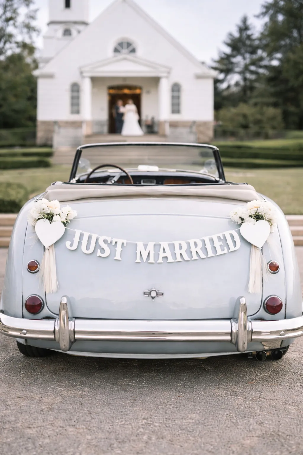 Just Married Banner White Heart Bunting Wedding Car Decoration Garland Bridal Shower Engagement Photo Prop Party Supplies Gift