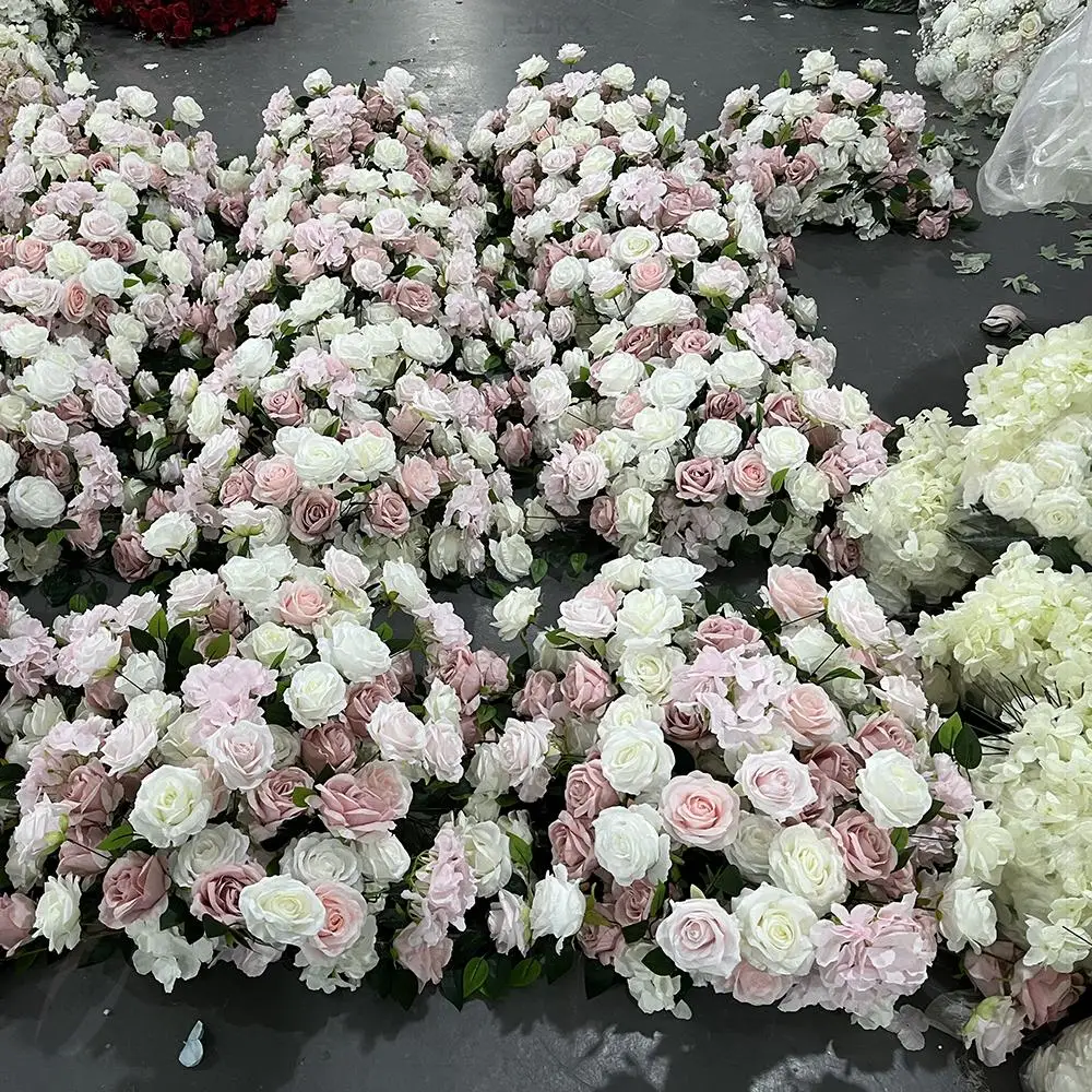 FSDKX  Wholesale Promise for Christmas Wedding Decoration Artificial Red Rose and Lotus Runner Silk Table Flower Runners - view 6