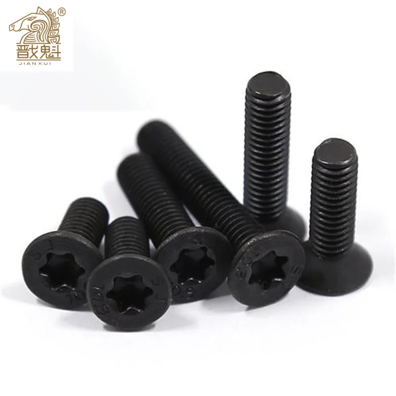 50/20/10/5pcs M1.6 M2 M2.5 M3 M4 M5 M6 GB2673 Black A2-70 304 Stainless Steel Torx Head Flat Countersunk Screw Six Lobe Bolt