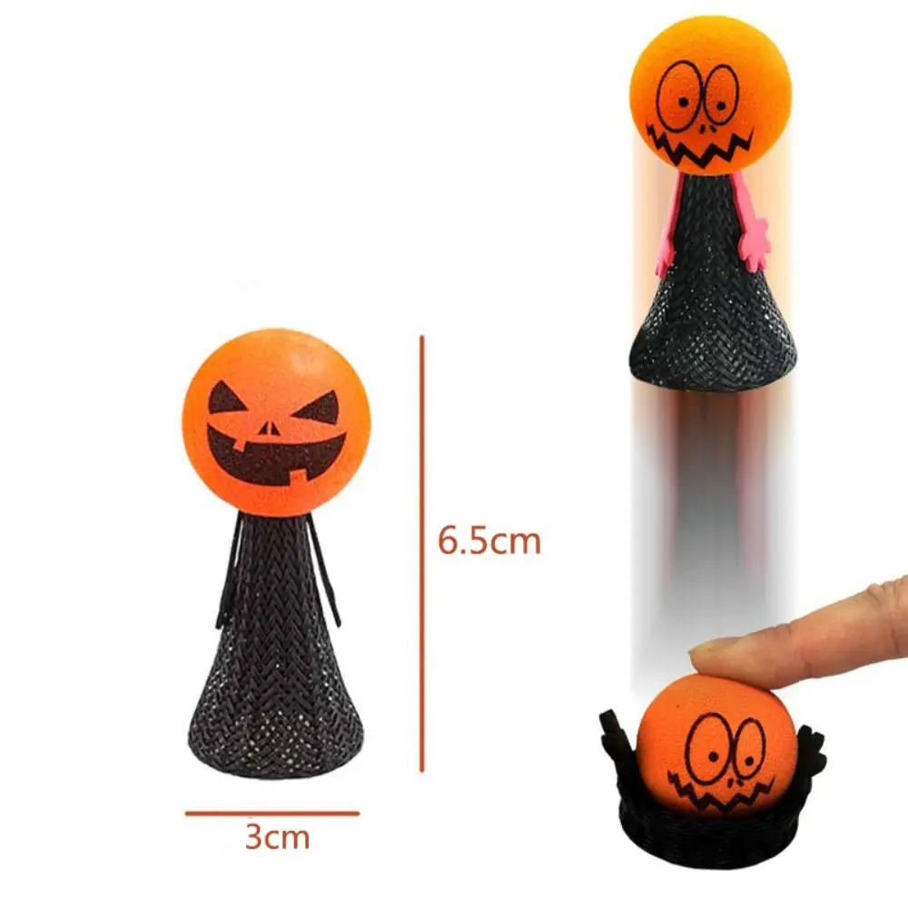 Tête de citrouille Halloween poupée sautante Halloween EVA Halloween elfe rebondissant poupée en plastique rebondissant printemps