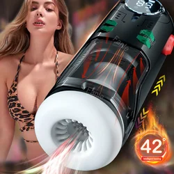 Automatic Telescopic Sucking Masturbators Cup for Men Male Heated Thrusting Masturbation Piston Pocket Adult Equipment Sex Toy