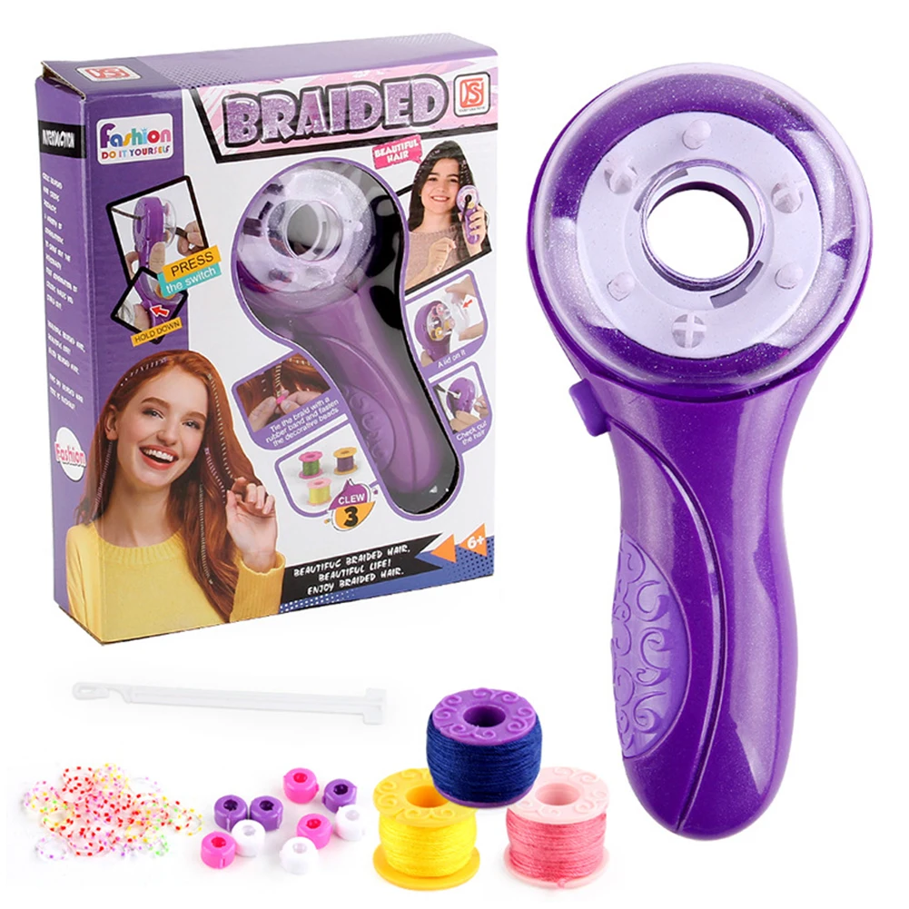 Kit de trenzador de pelo eléctrico DIY, herramienta de decoración del cabello para niña, trenzador de pelo automático, juguete de salón con gancho para el pelo, regalo de goma para niños