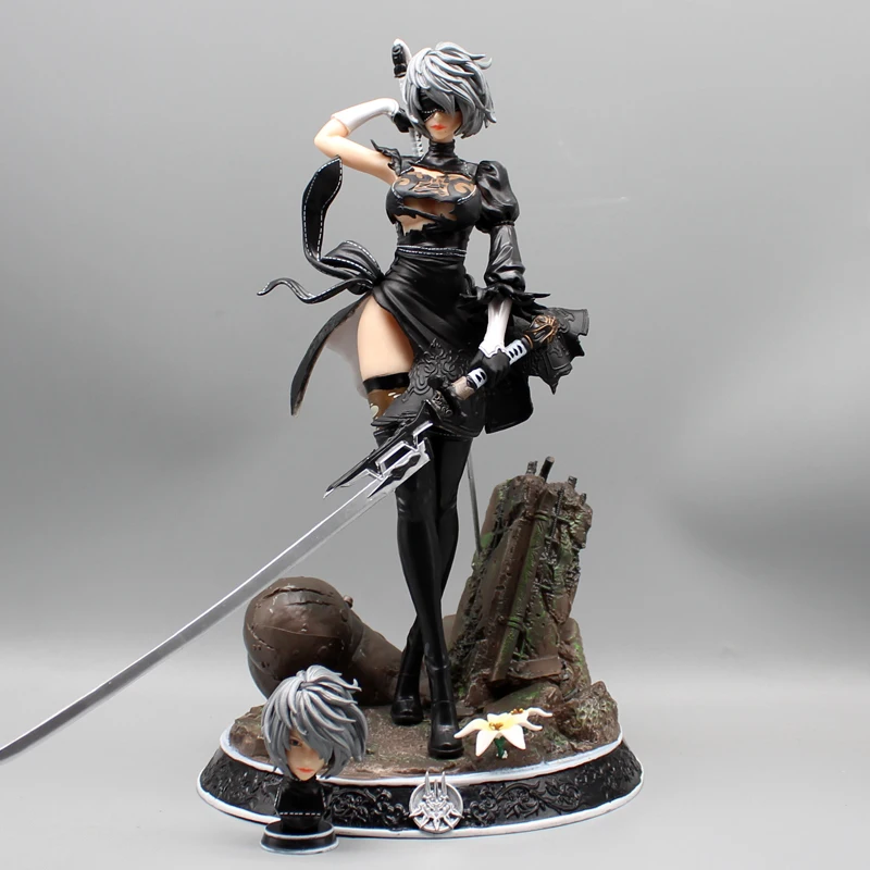 Gk Game Mechanical Goddess Neil 2b Little Sister Double Headed Sculpture Model Box Handmade Decoration Statue Doll