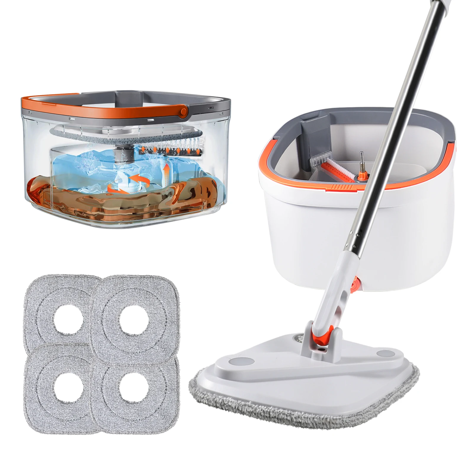 

Water Separation Square Mop With Wringer Spin Bucket Squeeze Mop Automatic Rotating Cleaning Floors Wet and Dry Cleaning Mop