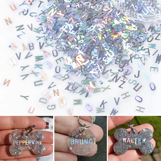 Holograficzny brokat płatki alfabetu angielskiego do wypełniania żywicy epoksydowej laserowy list żywica cekiny wypełniacz formy silikonowe Handmade DIY
