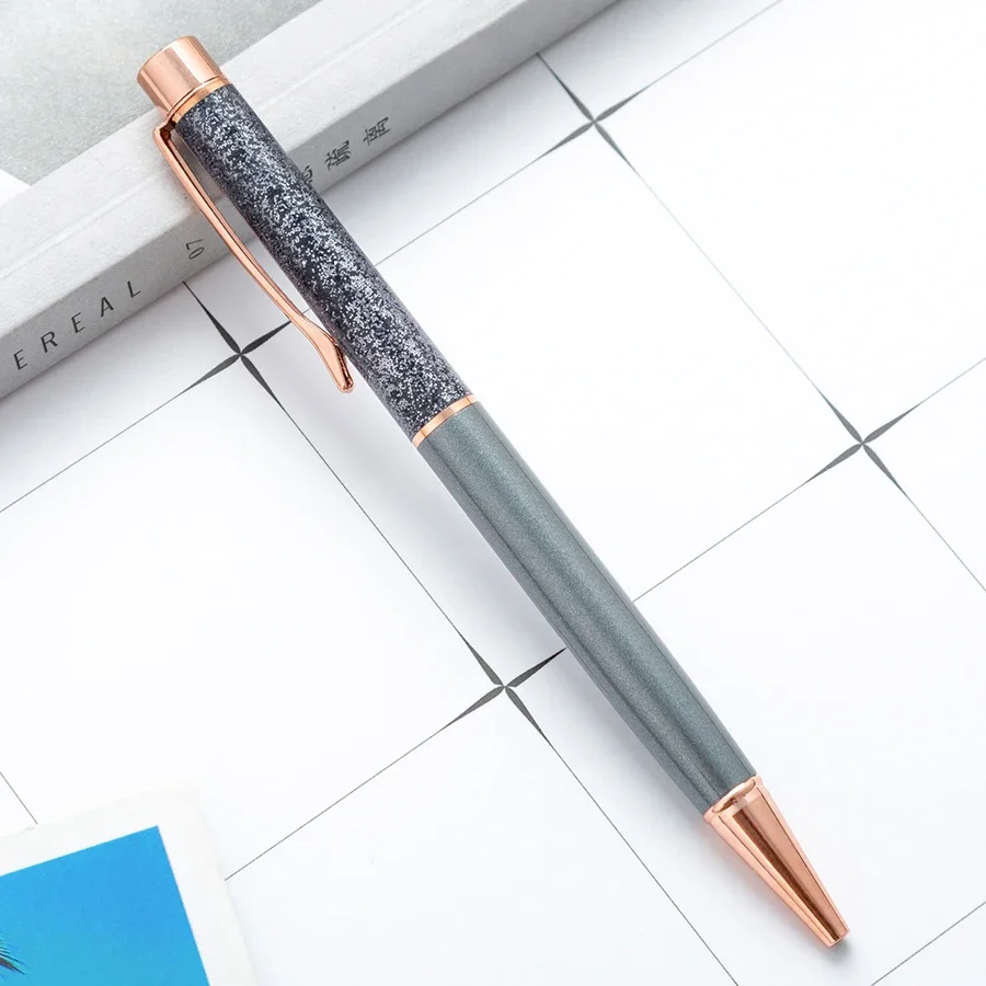 Luxuriöser, farbenfroher Kugelschreiber mit Ölgoldpulver und Treibsand-Effekt, 1,0 mm, drehbarer Metallkugelschreiber für Schule und Büro – Detail 24