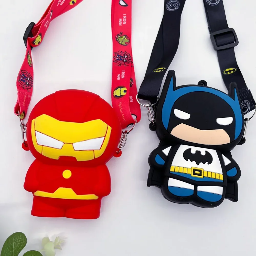 The Avengers Marvel Cartoon Cute Spider Man Trendy Cool Change Card Bag Iron Man Adjustable Strap Kids Crossbody Bag