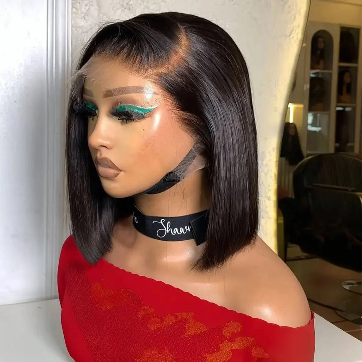 

13X4 Straight Bob Wig 200% Density Lace Frontal Wigs Brazilian Pre Plucked With Baby Hair 4x4 For Women Bob Human Hair Wigs #1B