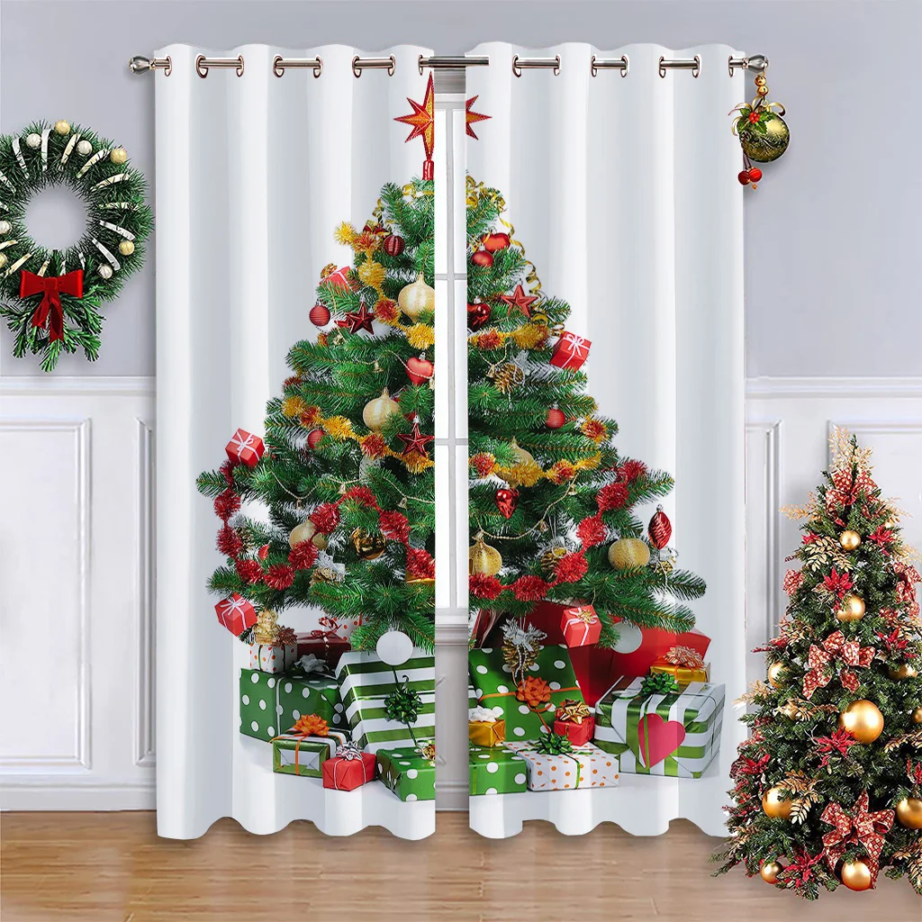 2023 Christmas Curtains for Living Room Sunshade Curtains for The Bedroom Aesthetic Decoration Snowflake drapes Para La Sala