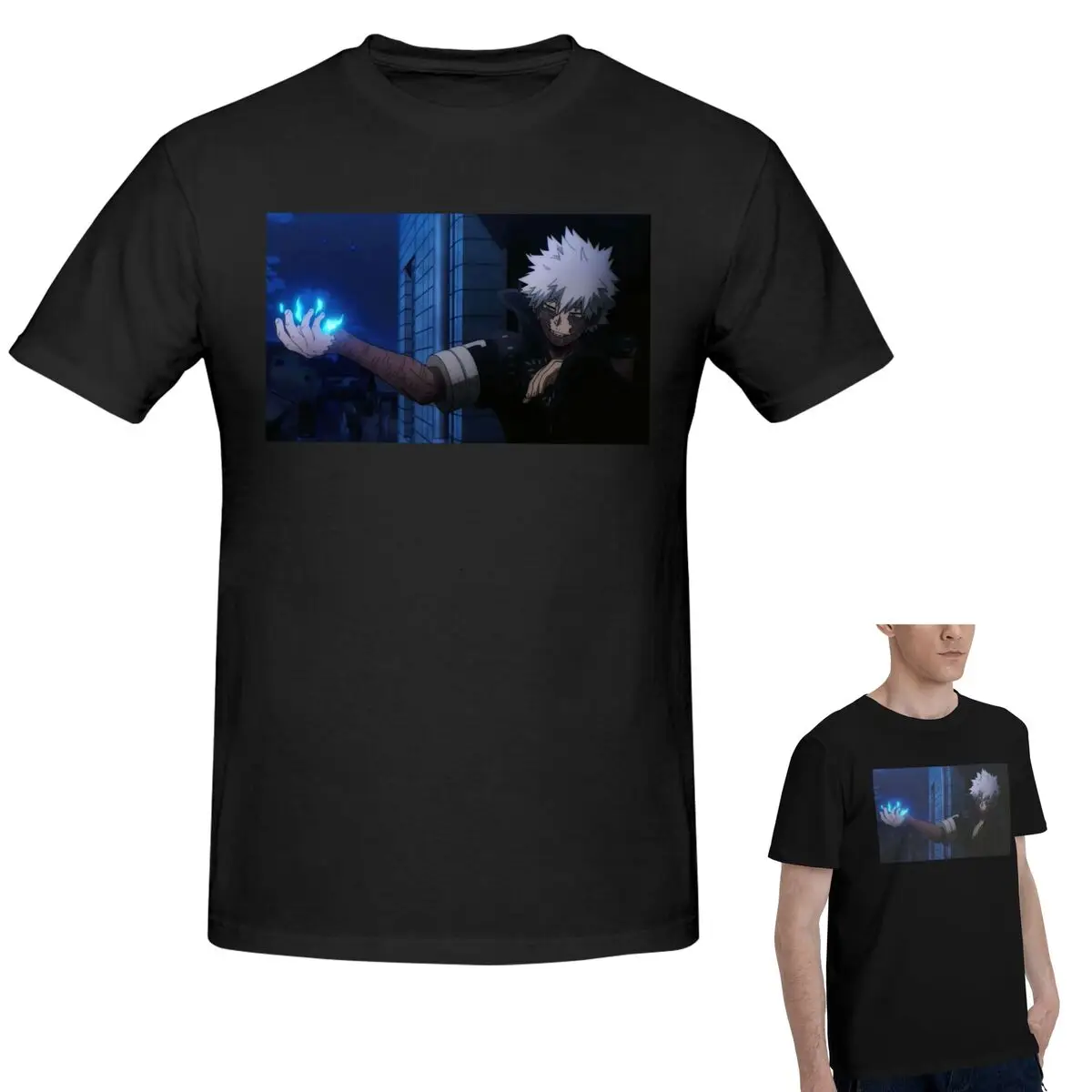 

100% хлопок My Hero Academia Dabi Anime Manga MHA Blueflame футболка мужская мода негабаритная футболка мужские рубашки с круглым вырезом топы S-6XL