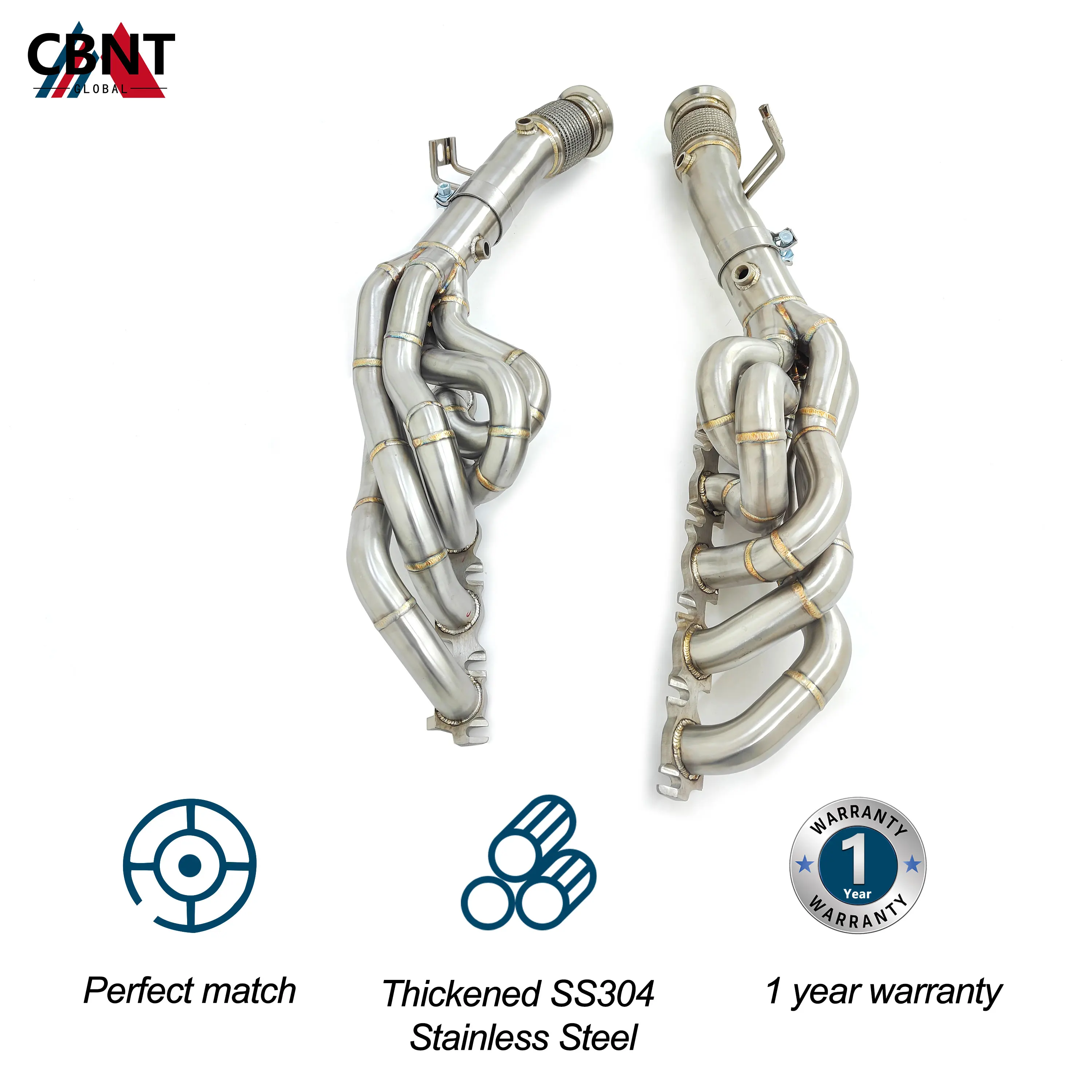 CBNT Sport Header Manifold for Audi R8 V10 5.2L Free Flow Long Tube Headers Competition 304 Stainless Steel Exhaust Pipes