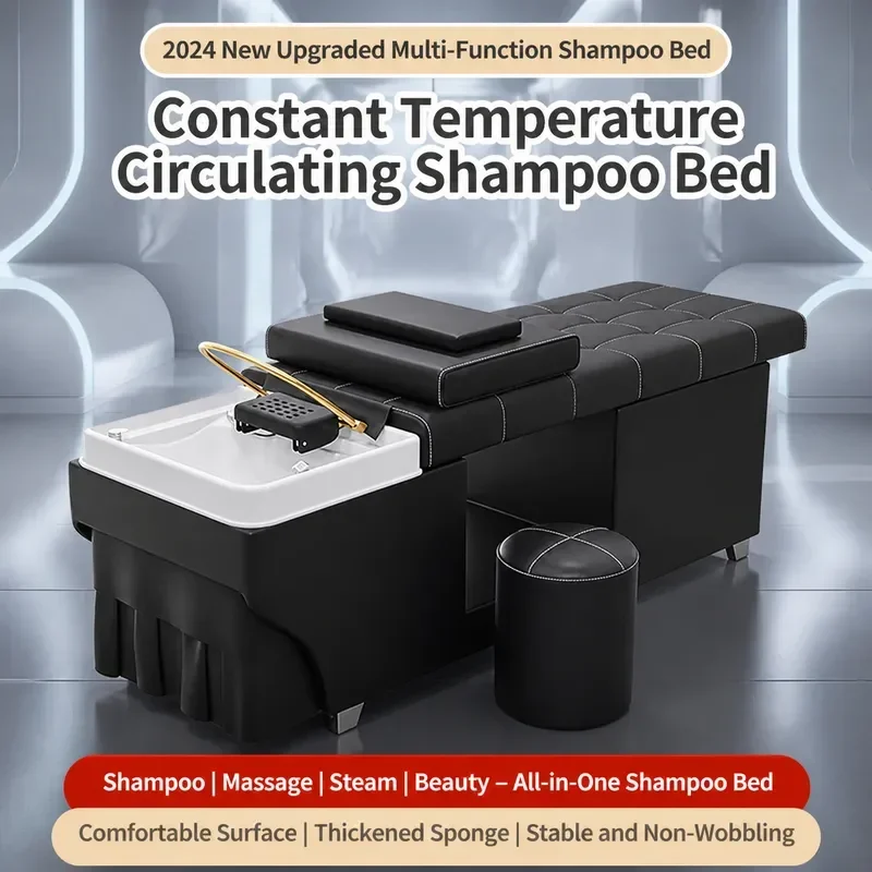 Water Circulation Shampoo Bed for Barber Shop Beauty Hydrotherapy Massage Full Lying Multi Purpose Fumigation Ear