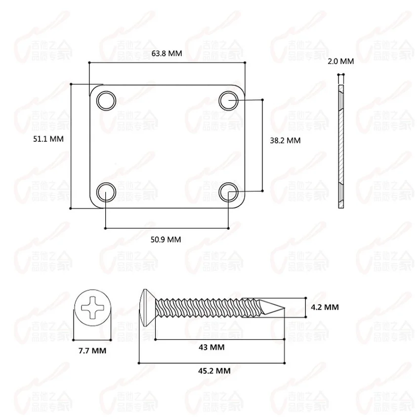 1 Set Original Genuine Gotoh NBS-03/NBS-Art-01 Electric Guitar Electric Bass Neck Plate / Neck Joint Plate With Screws