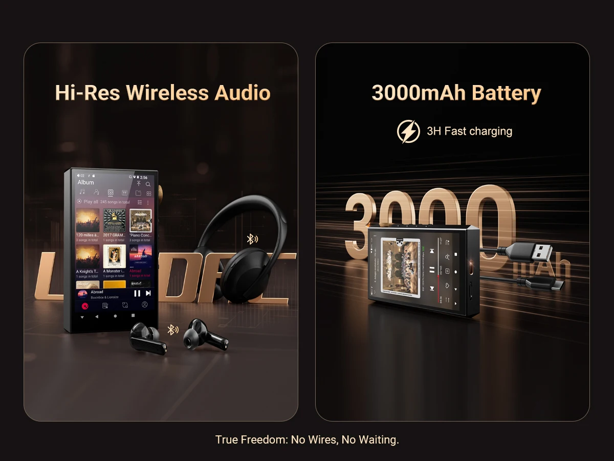 Lettore Audio ad Alta Risoluzione 32Gb‑160Gb, Dual Ess Dac, Uscita Bilanciata 4.4mm, Dsd512, Bluetooth Wifi, Schermo da 4.02”, Riproduzione Senza Perd