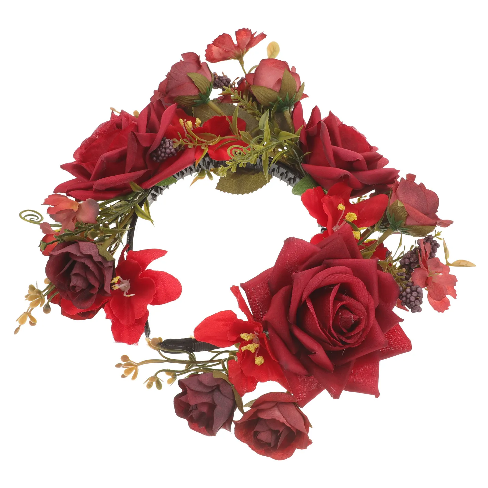 

Цветочная повязка на голову для женщин: реалистичный венок из тканевых цветов, украшение для выпускного, чаепития, Дня святого Валентина, элегантный цветочный венок для взрослых