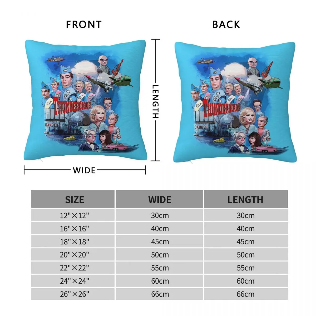 Thunderbirds Characters Square Pillowcase Polyester Linen Velvet Creative Zip Decorative Throw Pillow Case Car Cushion Cover 18