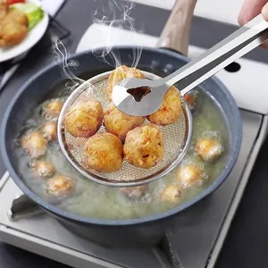 1 قطعة الفولاذ المقاوم للصدأ المحمولة متعددة الوظائف الإبداعية مصفاة ملعقة كليب مصفاة زيت القلي كليب اكسسوارات الدجاج المقلي أفضل 8 آلات ربط حافة مبيعا - رقم 4