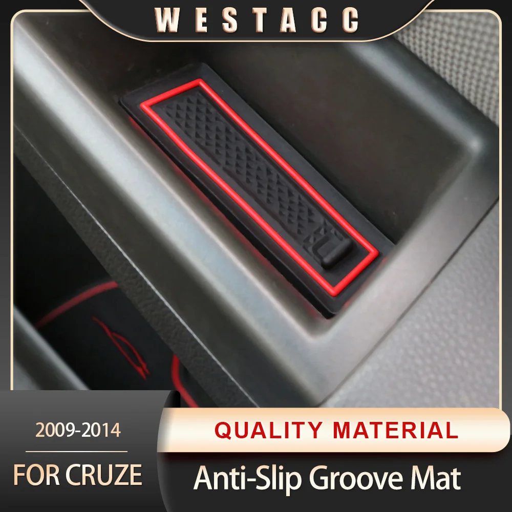 9Pcs Silicone Car Anti-Slip Door Groove Mat Gate Slot Pad Mats for Chevrolet Cruze 2009 2010 2011 2012 2013 2014 Accessories