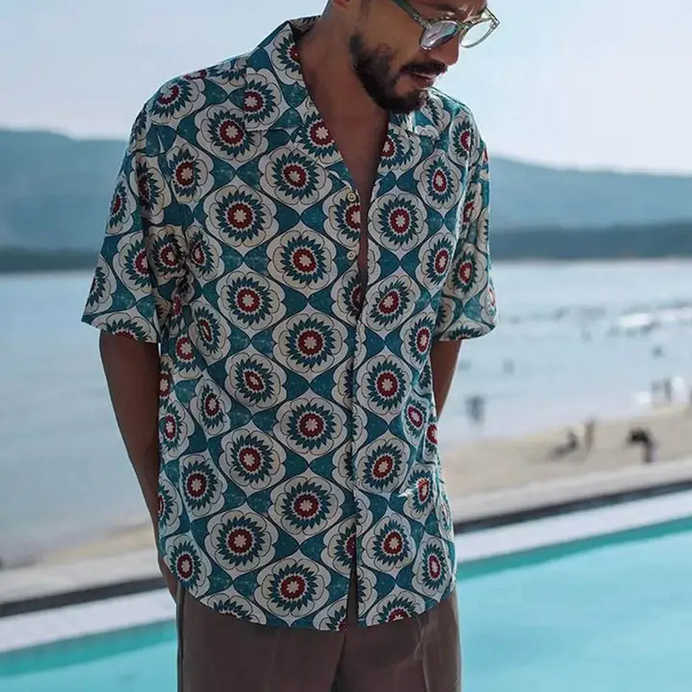 

Casual Shirt Shirt Summer Floral Vacation Floral Printed Y2K Printed Regular Beach Short Sleeve High Stretch Holiday
