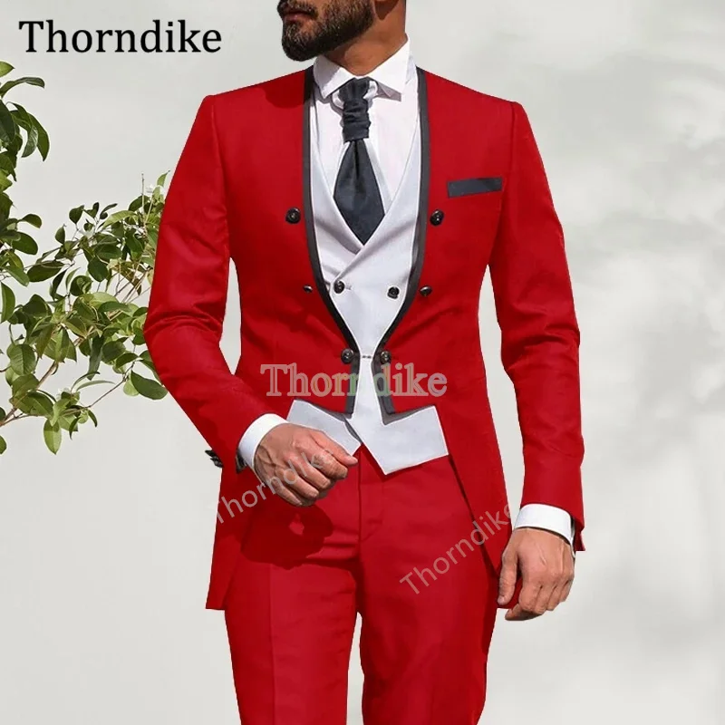 Thorndike High Quality Elegant Wedding Groom Party Suit For Men Slim Fit 3 Pieces Tuxedo Men's Social Suit 2023 Costumes Hommes