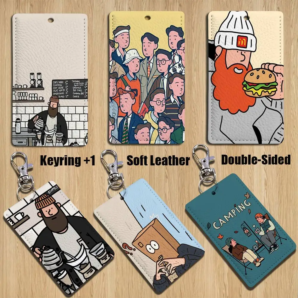 

C-Cartoon U-Uncle funnyS Holder For Bank Business Work Card Holder Student Card Case Bus Card Keychain