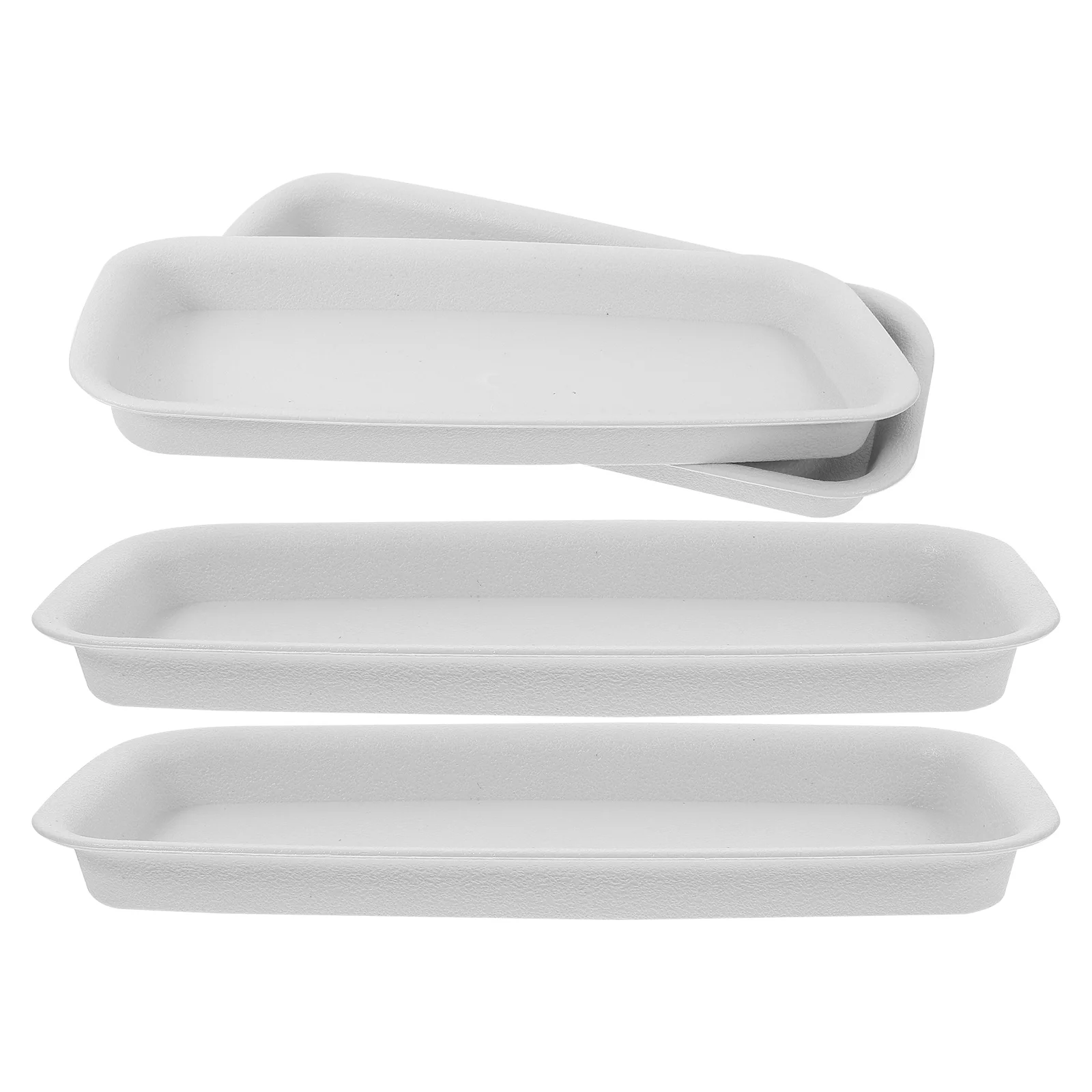 

4pcs Waterproof Plant Trays Rectangle Saucer Growing Drip Flower Pot Leakproof Long Tray Plastic Planter Catcher