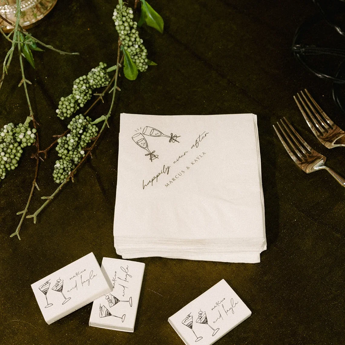 

Custom Engagement Party Napkins, Elegant Modern Serviettes, Simple Minimalist Cocktail Luncheon, Customizable Bar Napkin, Party