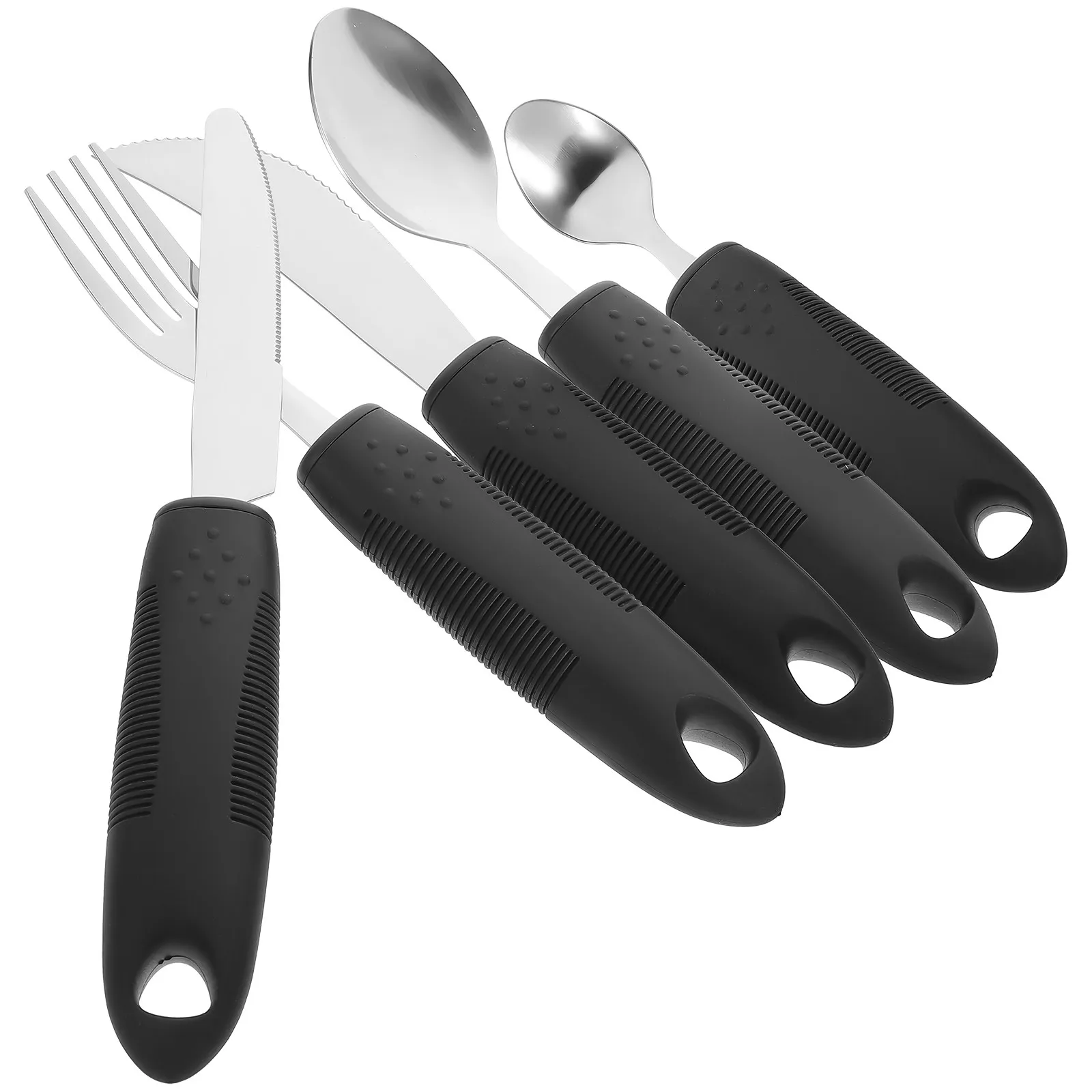 

1Set Portable Adaptive Tableware for Elderly Anti-Slip Cutlery Set Strong Wear-Resistant Build Quality Ideal Gift for Aging