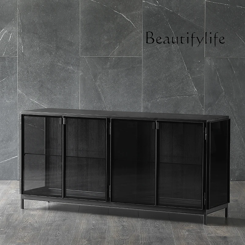 Nordic Light Luxury Glass Door Sideboard Cabinet Italian Minimalist Display Cabinet Modern Minimalist Living Room Wine Cabinet