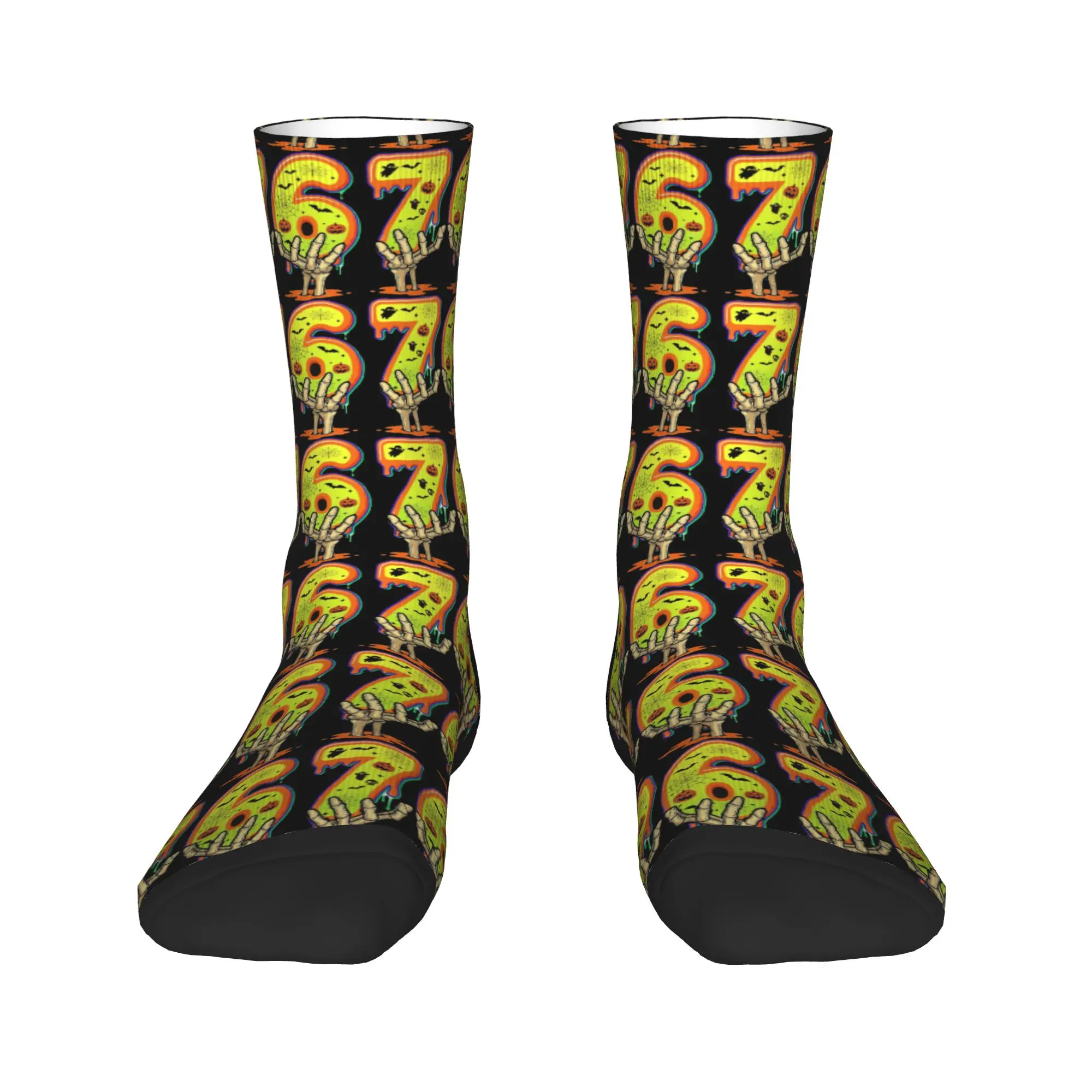 67 Meme Six Seven Halloween Funny Socks Winter Stockings Funny Unisex Men High Quality Socks Custom Skateboard Anti Slip Socks