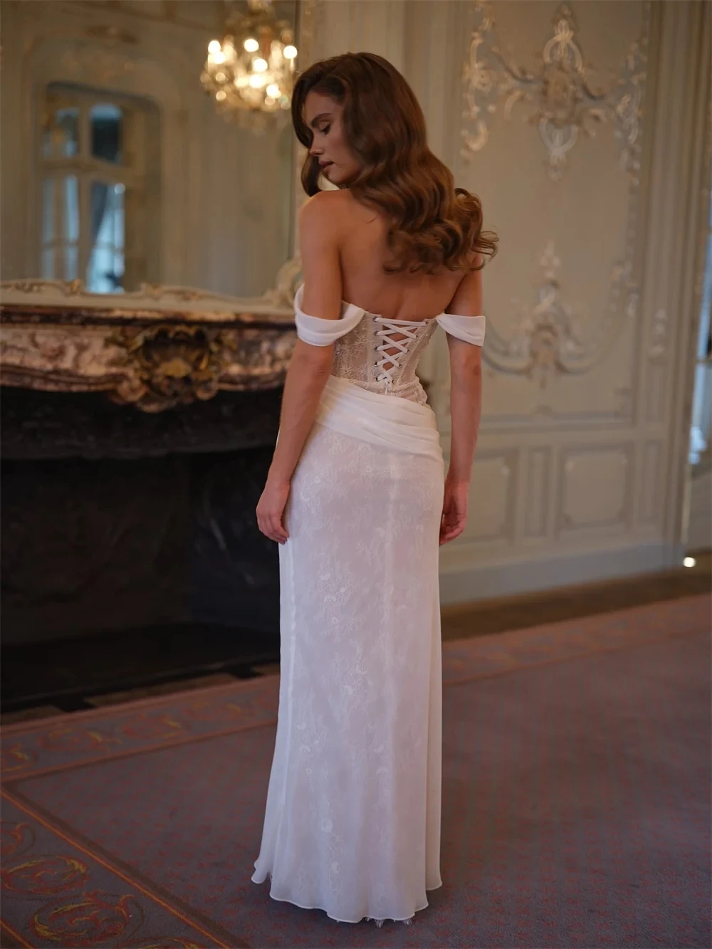 Великолепное плиссированное кружевное свадебное платье русалки с открытыми плечами длиной до пола, вечерние свадебные платья, платья de novia