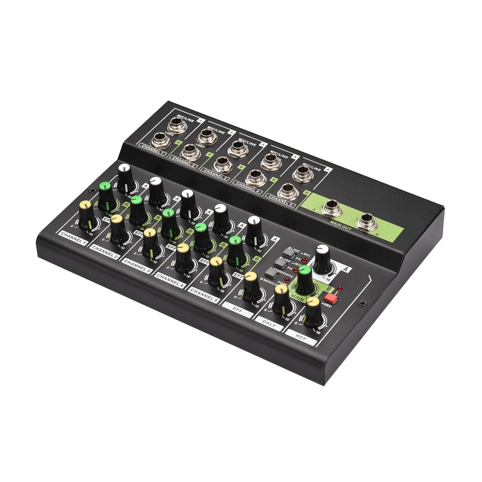 10-Channel Mixing Console Digital Audio Mixer Stereo Mic/Line Mixer Reverb & 48V Phantom Power for Recording DJ Live Karaoke